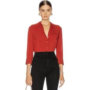 L'AGENCE Women’s Ryan 3/4 Sleeve Blouse in Redstone-Size X-Small